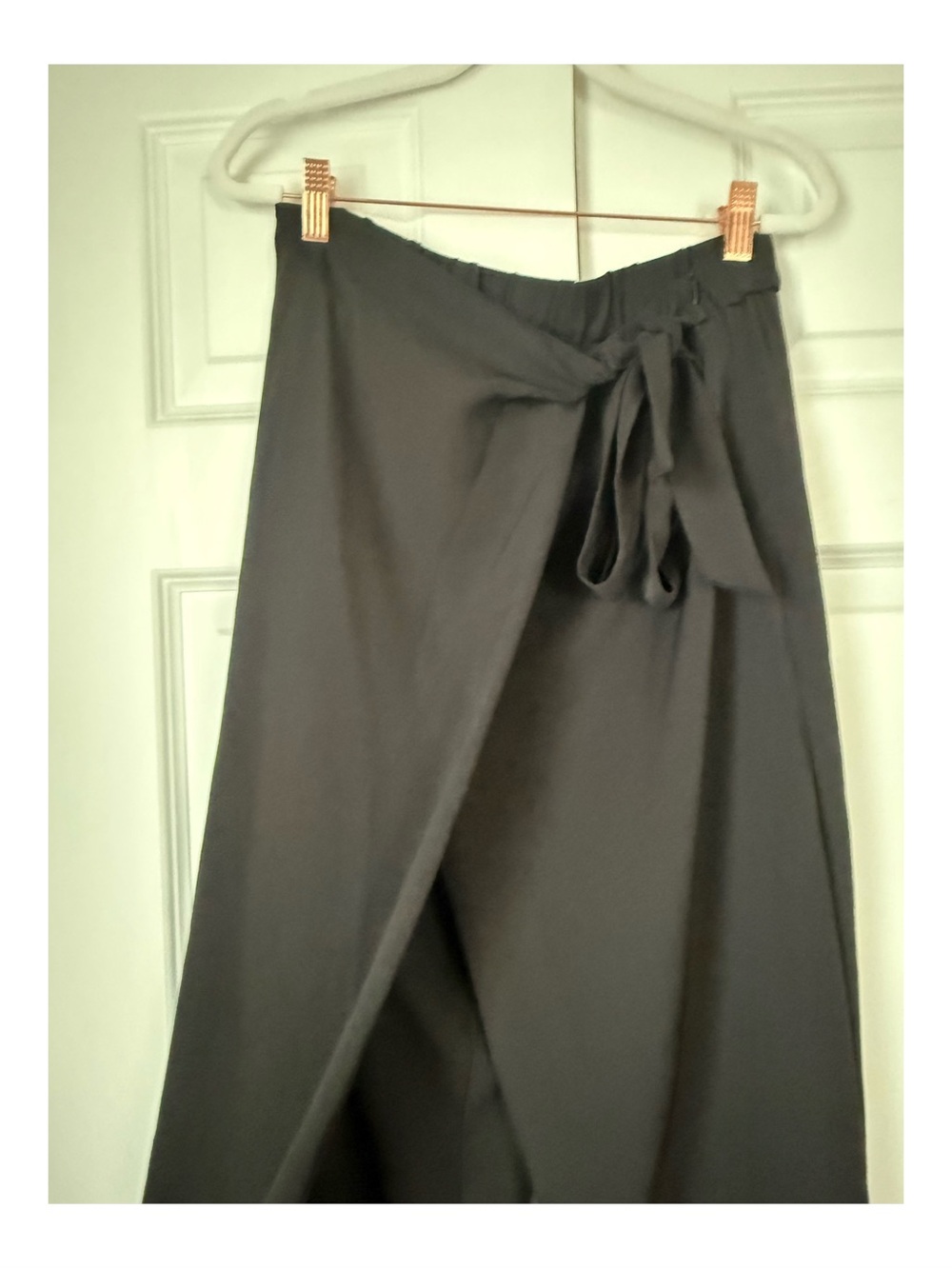 HALARA Black Wrap-Front Trousers with Tie Waist
